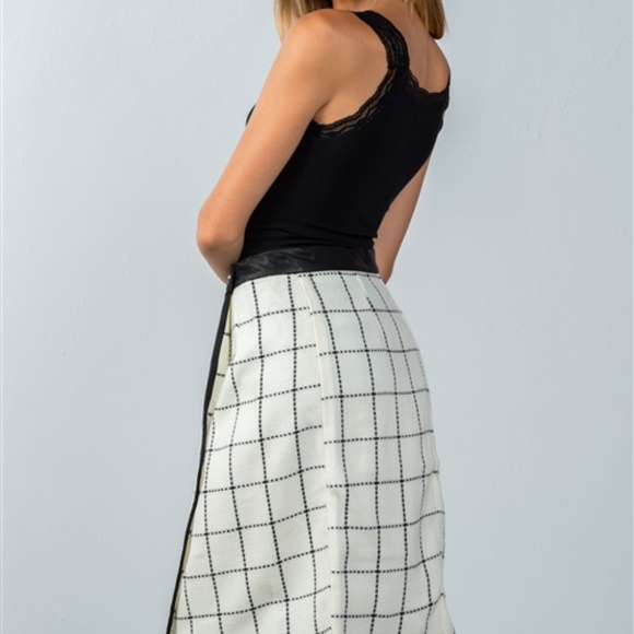 WHITE CHECK LAP MIDI SKIRT - Picture 2 of 4